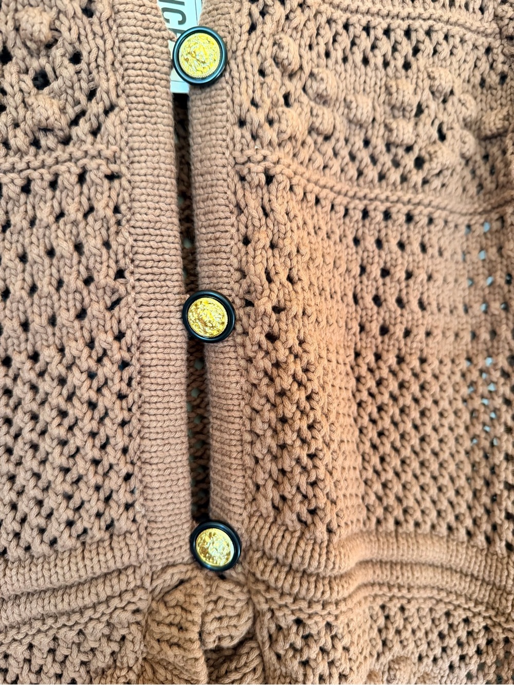 Lagence Brown Kiva Open Stitch Ruffle Cardigan NWT - Picture 9 of 11